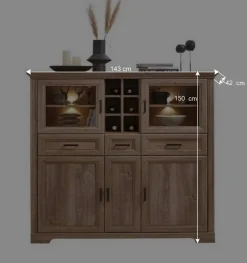 Wohnen Esszimmerschränke*Landhaus Highboard mit LED Beleuchtung - Barack