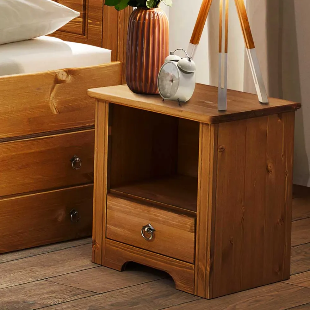 Wohnen Naturholzmöbel|Betten*Landhaus Holzbett & Nachttische - Imressa (dreiteilig)