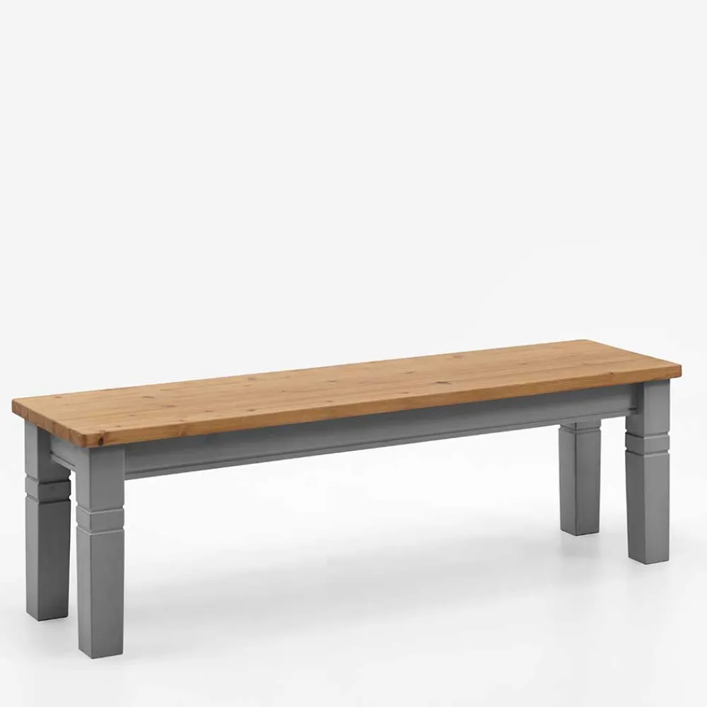 Wohnen Esszimmerbänke|Sitzbank*Landhaus Küchenbank in Laugenfarbig & Grau - Malisha