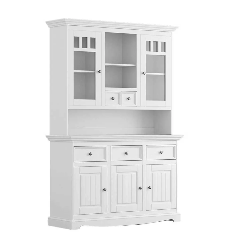 Wohnen Küchenschränke|Esszimmer-Vitrinen*Landhaus Küchenbuffet in Weiß - Indico