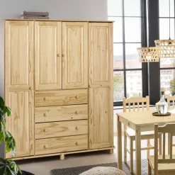 Wohnen Landhaus Kleiderschrank aus Kiefernholz - Lajuna