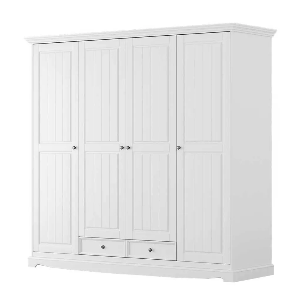 Wohnen Weiße Möbel|Naturholzmöbel*Landhaus Kleiderschrank in Weiß lackiert - Indico