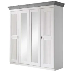 Wohnen Skandinavische Möbel|Glasmöbel*Landhaus Kleiderschrank in Weiß und Kiefer Grau - Caneon