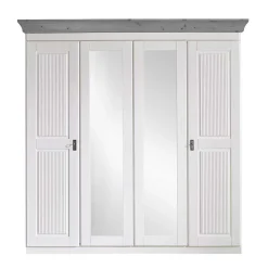 Wohnen Skandinavische Möbel|Glasmöbel*Landhaus Kleiderschrank in Weiß und Kiefer Grau - Caneon