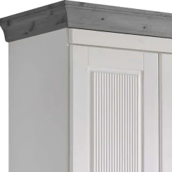 Wohnen Skandinavische Möbel|Glasmöbel*Landhaus Kleiderschrank in Weiß und Kiefer Grau - Caneon