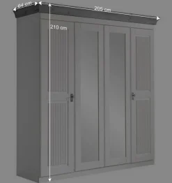 Wohnen Skandinavische Möbel|Glasmöbel*Landhaus Kleiderschrank in Weiß und Kiefer Grau - Caneon