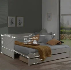 Wohnen Skandinavische Möbel|Jugendbetten*Landhaus Kojenbett zum Ausziehen - Tradora