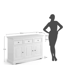 Wohnen Küchenschränke|Sideboards & Kommoden*Landhaus Kombikommode in Weiß und Nussbaum - Manipur