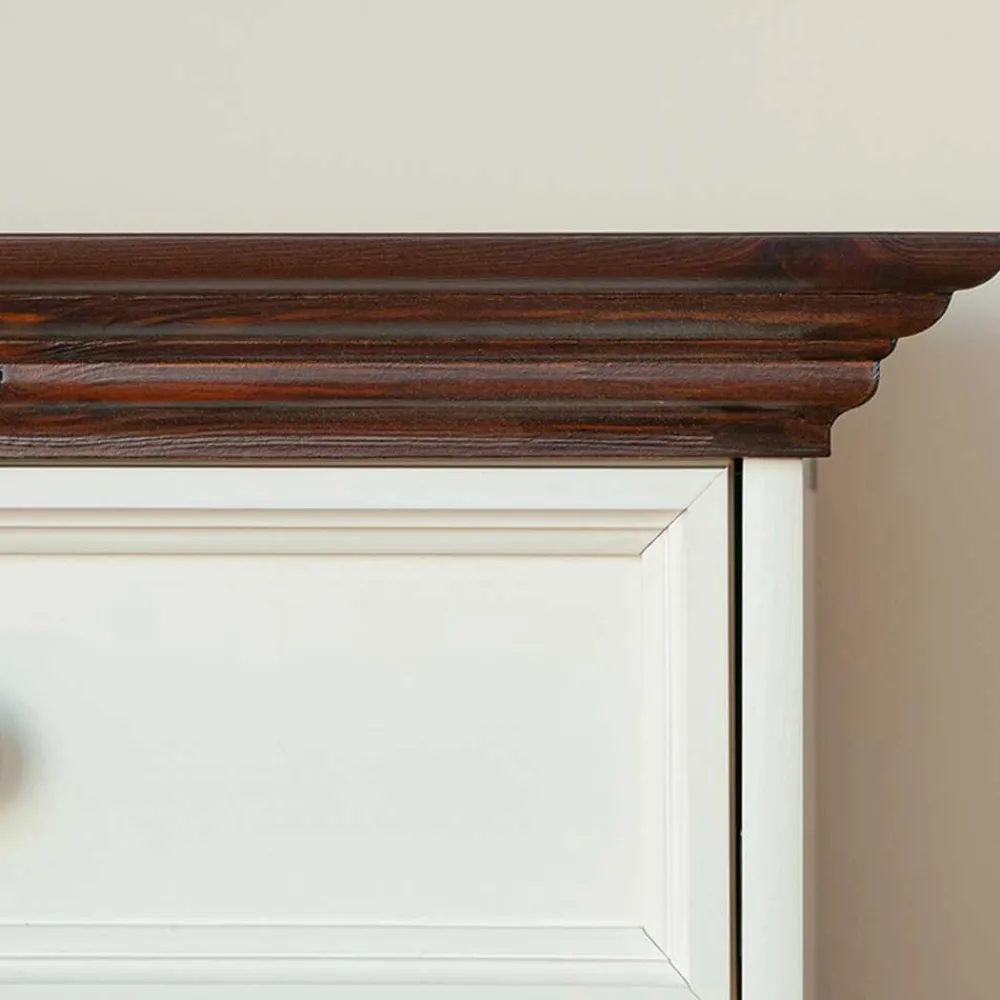 Wohnen Küchenschränke|Sideboards & Kommoden*Landhaus Kombikommode in Weiß und Nussbaum - Manipur