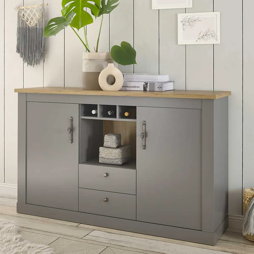 Wohnen Landhausmöbel|Küchenschränke*Landhaus Kommode in Lichtgrau - Buleta