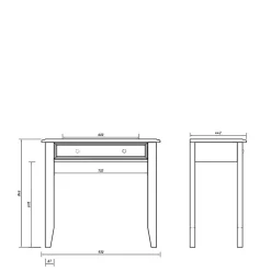 Wohnen Schminktische*Landhaus Konsolentisch mit Schublade in Weiß - Indico