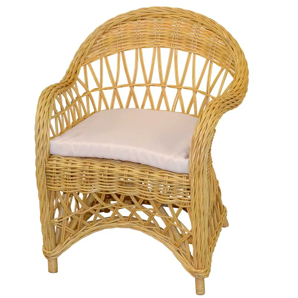 Wohnen Landhaus Korbsessel in Beige Rattan - Witenga