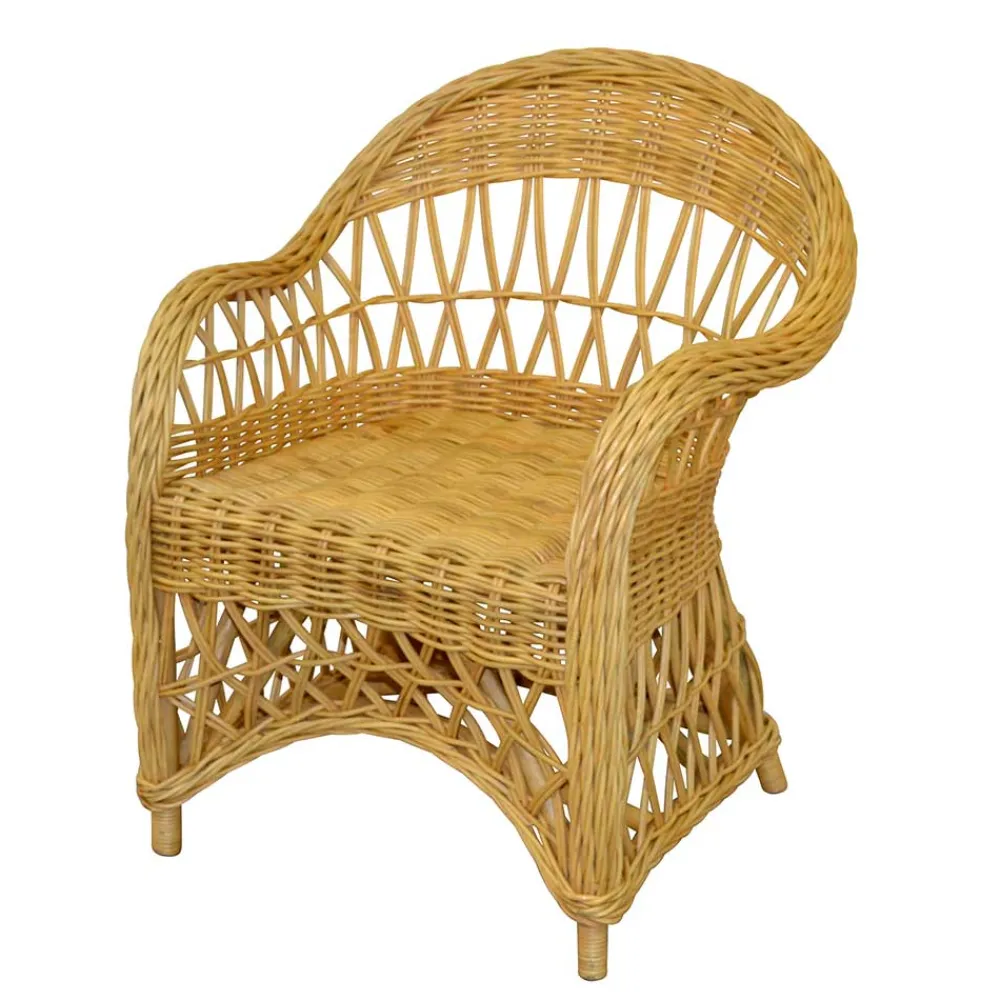 Wohnen Landhaus Korbsessel in Beige Rattan - Witenga