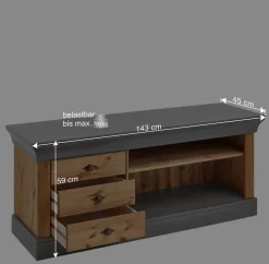 Wohnen Landhaus Lowboard mit 3 Schubladen & 2 Fächern - Eshelas