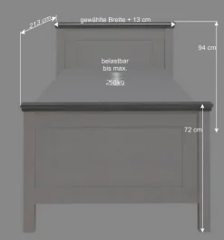 Wohnen Landhaus Massivholzbett in Weiß & Grau - Mirandesca