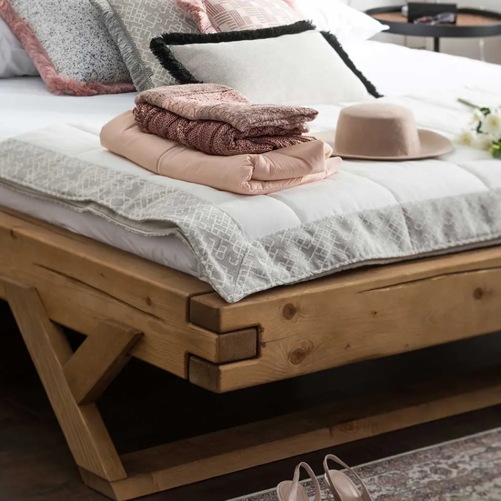 Wohnen Naturholzmöbel|Betten*Landhaus Massivholzbett mit Kufen - Fuertun