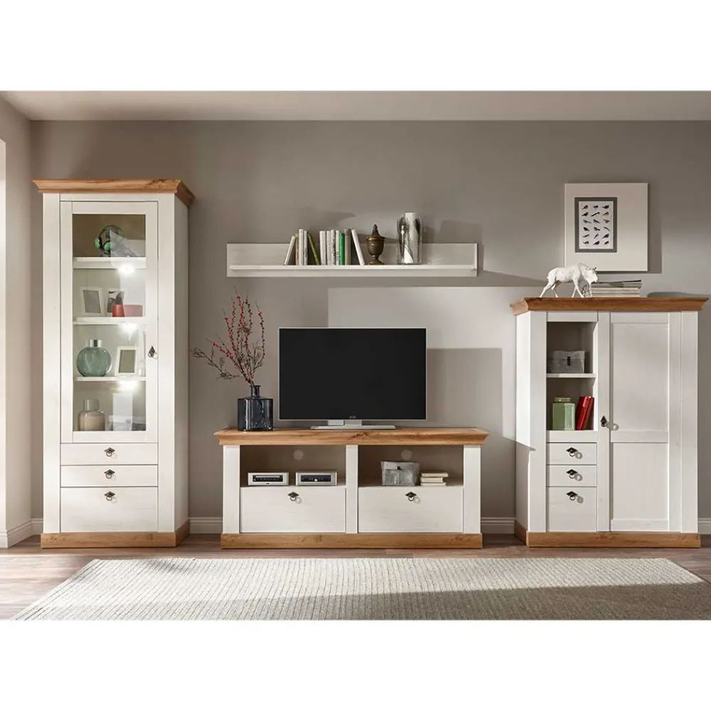 Wohnen Wohnwände|Wohnwand*Landhaus Möbel Kombination für Wohnzimmer - Diatara (vierteilig)