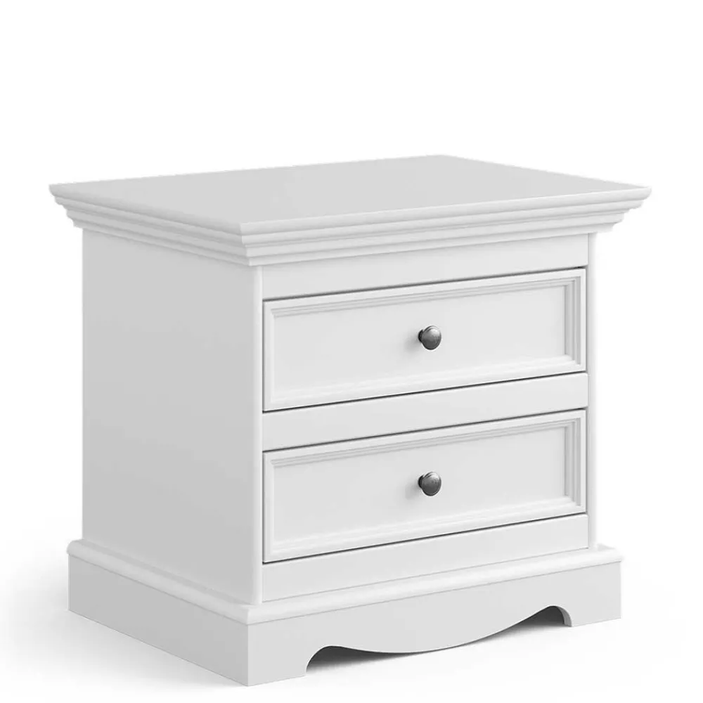 Wohnen Nachttische*Landhaus Nachtkommode in Weiß lackiert - Indico