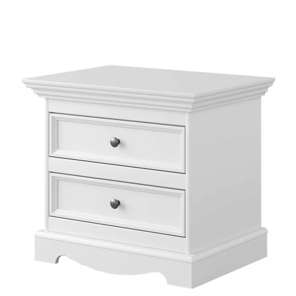 Wohnen Nachttische*Landhaus Nachtkommode in Weiß lackiert - Indico
