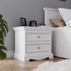Wohnen Nachttische*Landhaus Nachtkommode in Weiß lackiert - Indico