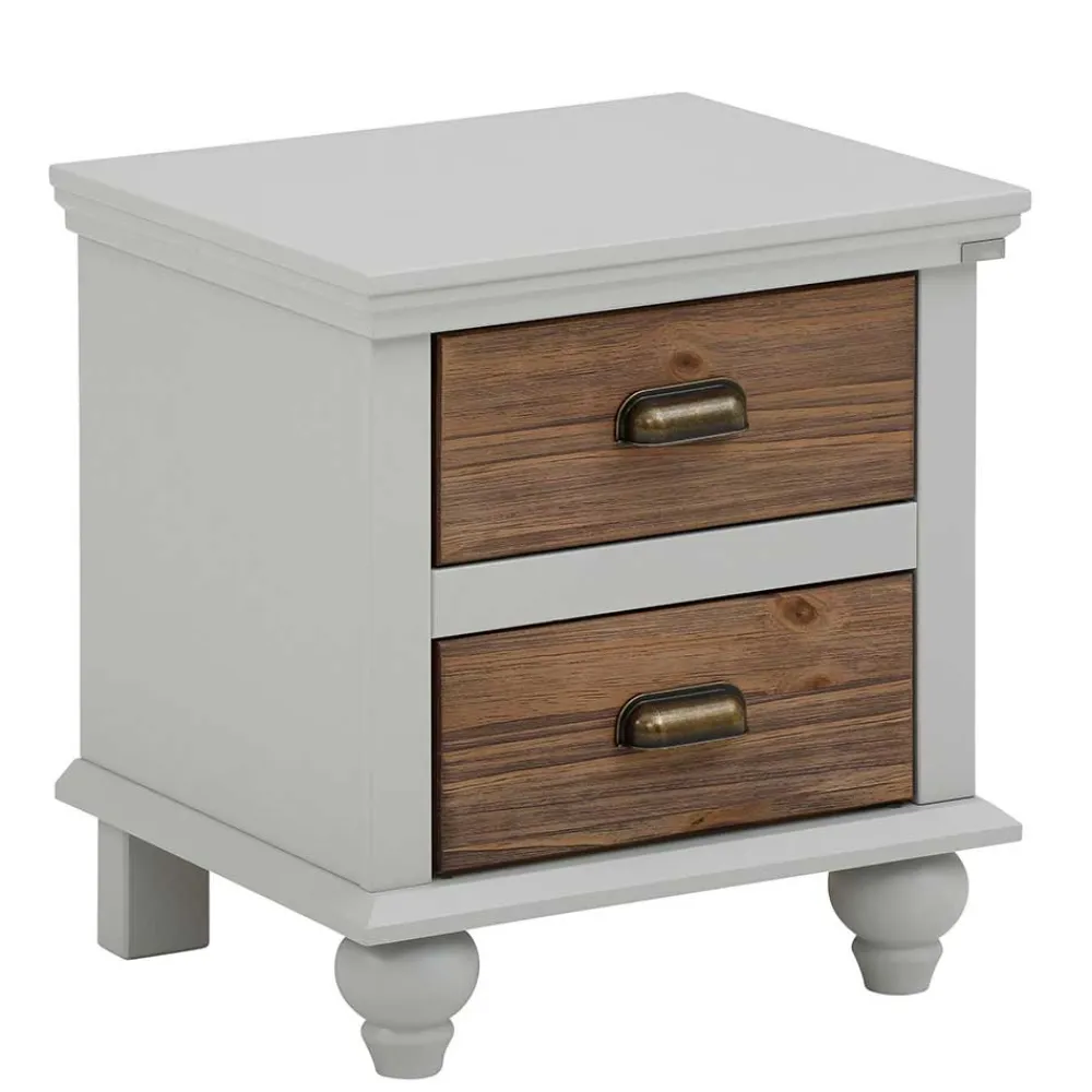 Wohnen Vintage Möbel|Nachttische*Landhaus Nachtkommode in Holz Braun und Grau - Veproma