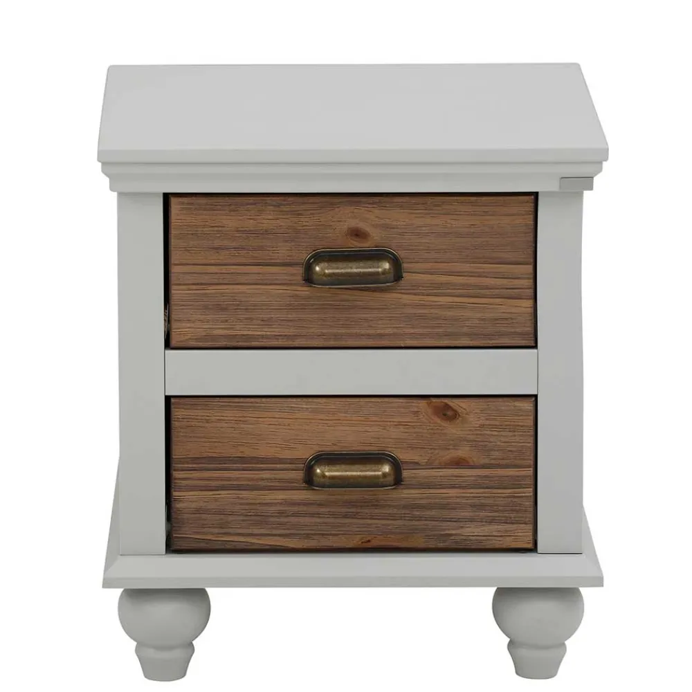 Wohnen Vintage Möbel|Nachttische*Landhaus Nachtkommode in Holz Braun und Grau - Veproma