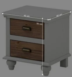 Wohnen Vintage Möbel|Nachttische*Landhaus Nachtkommode in Holz Braun und Grau - Veproma
