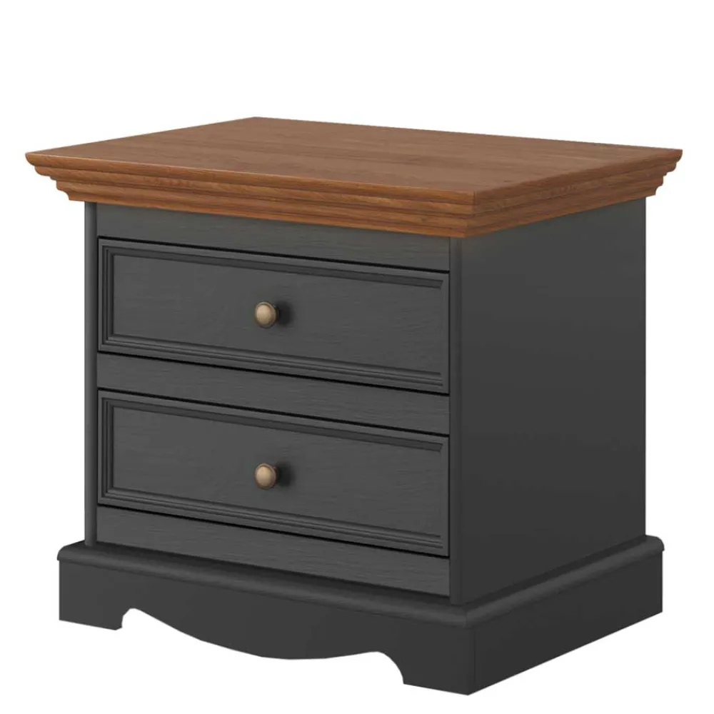 Wohnen Nachttische*Landhaus Nachtkommode in Grau und Eiche - Witenga