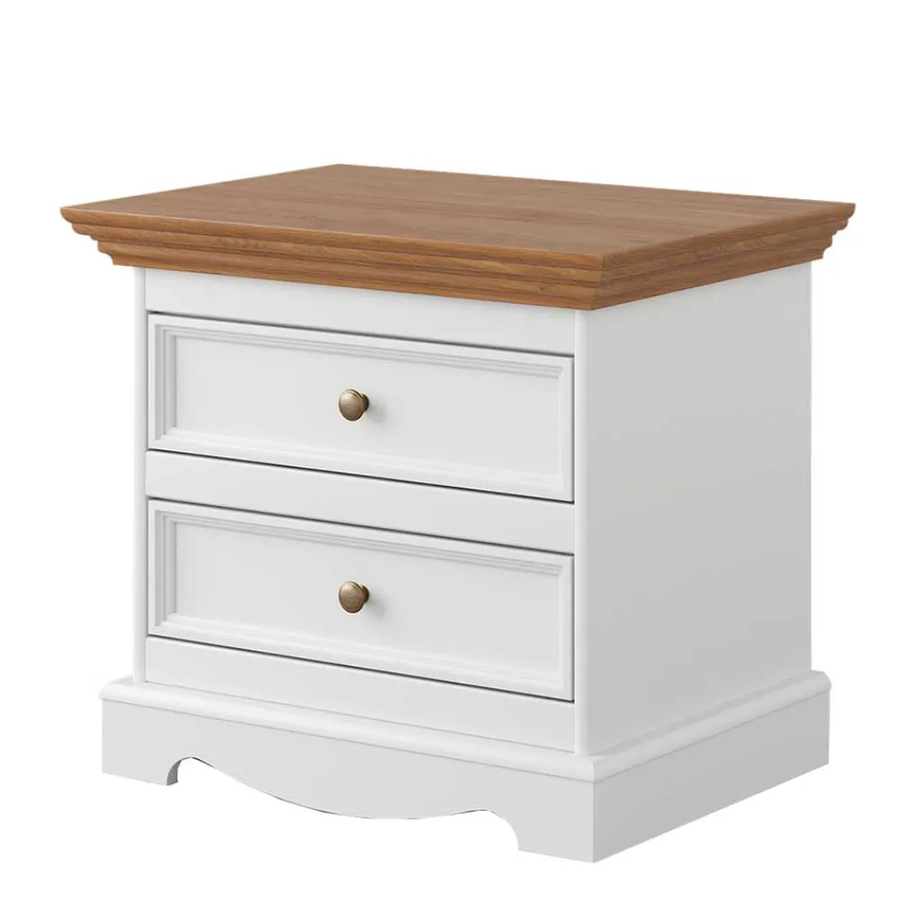 Wohnen Landhaus Nachtkommode mit zwei Schubladen - Bordona