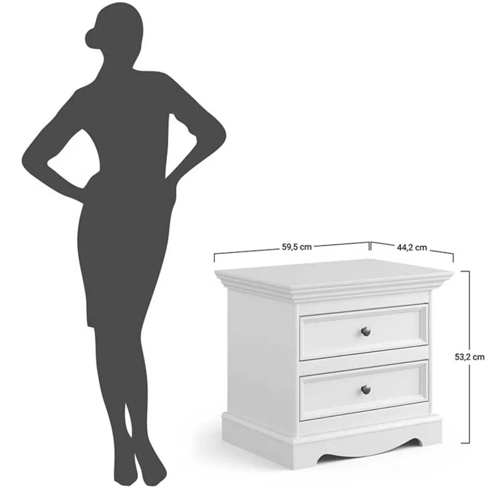 Wohnen Landhaus Nachtkommode mit zwei Schubladen - Bordona