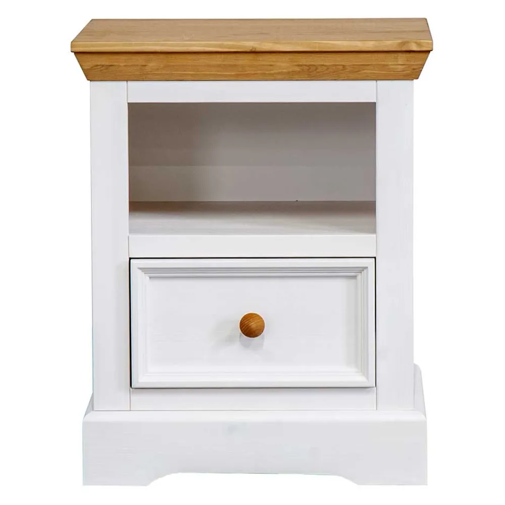 Wohnen Landhaus Nachtschrank in Weiß & Eichefarben - Envicron