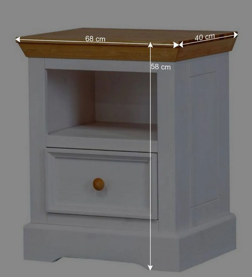 Wohnen Landhaus Nachtschrank in Weiß & Eichefarben - Envicron