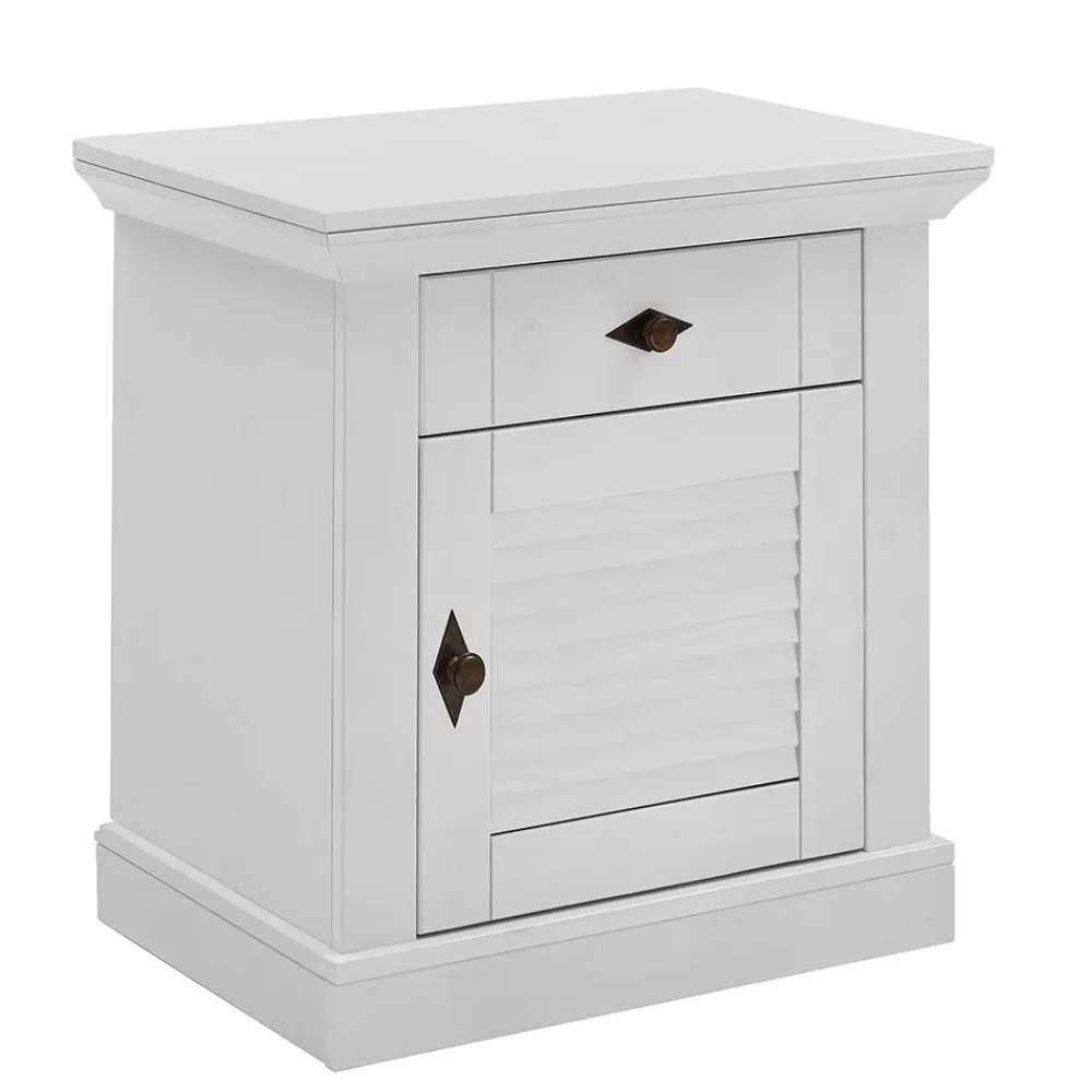 Wohnen Nachttische*Landhaus Nachtschrank in Weiß - Mira
