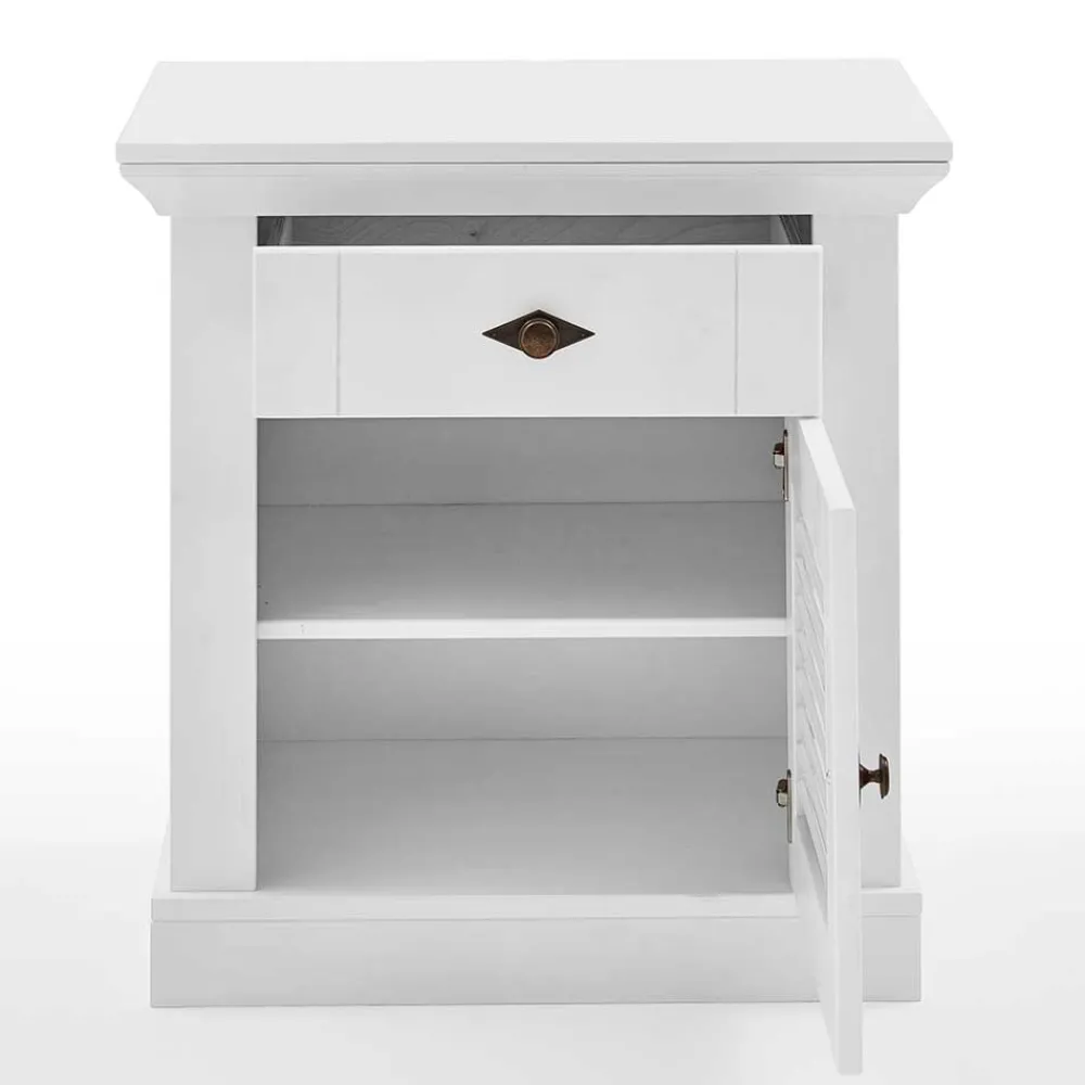 Wohnen Nachttische*Landhaus Nachtschrank in Weiß - Mira