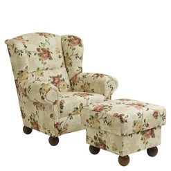 Wohnen Landhaus Ohrenbackensessel mit Blumen Muster - Zavatraos