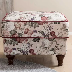 Wohnen Barhocker|Hocker*Landhaus Polsterhocker mit Vintage Blumen Muster - Baonga