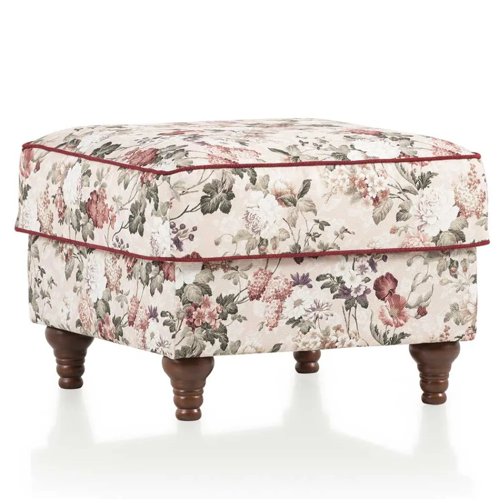 Wohnen Barhocker|Hocker*Landhaus Polsterhocker mit Vintage Blumen Muster - Baonga