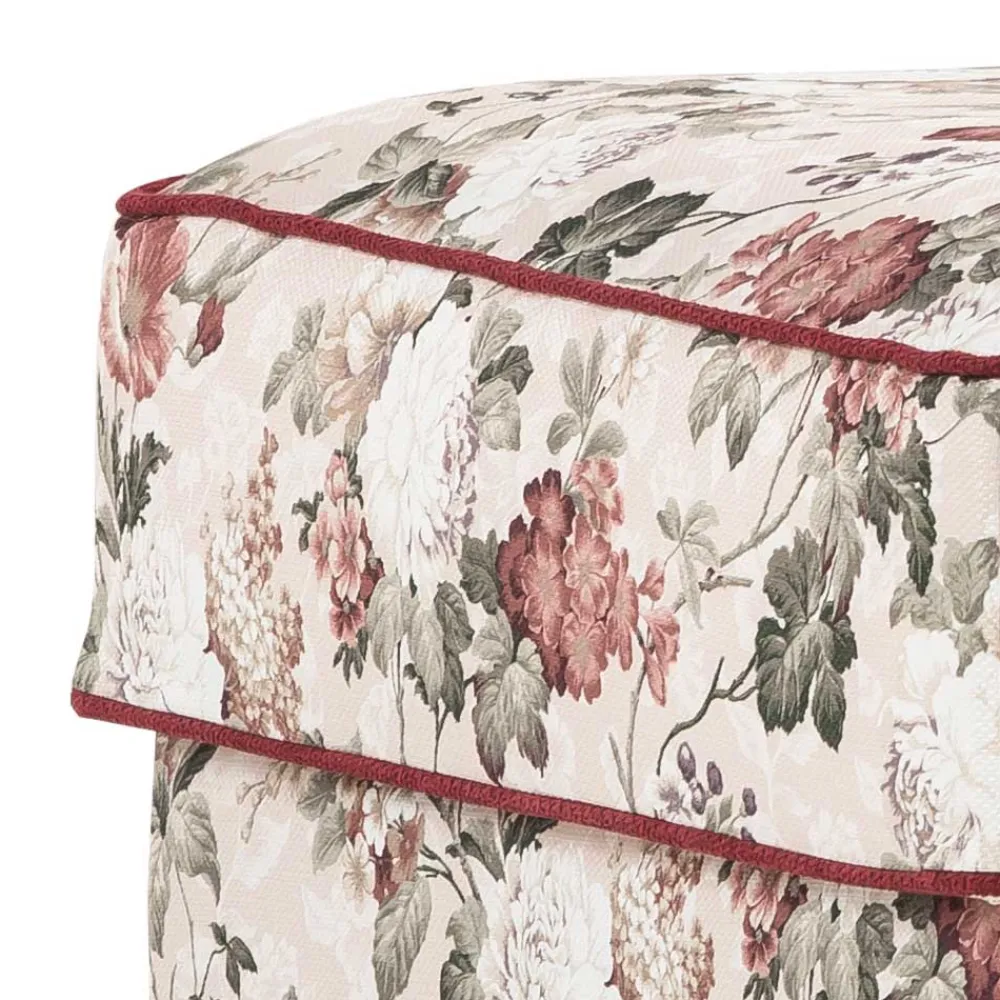 Wohnen Barhocker|Hocker*Landhaus Polsterhocker mit Vintage Blumen Muster - Baonga