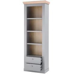 Wohnen Vitrinen|Wohnzimmer-Vitrinen*Landhaus Regal in Lichtgrau & Eiche NB - Buleta