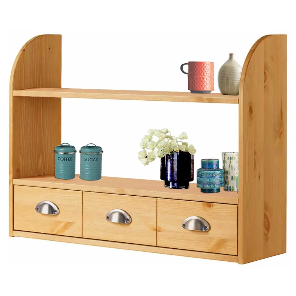 Wohnen Wohnzimmer-Regale|Küchenregale*Landhaus Regal mit 2 Ablagen & 3 Schubladen - Zimoni