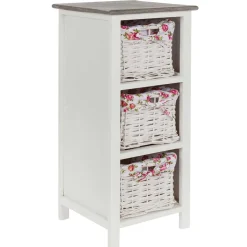 Wohnen Weiße Möbel|Naturholzmöbel*Landhaus Regal mit drei Körben - Migorys