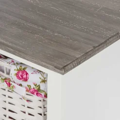 Wohnen Weiße Möbel|Naturholzmöbel*Landhaus Regal mit drei Körben - Migorys