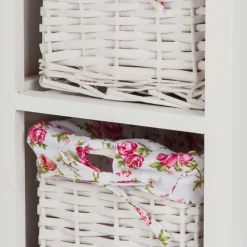 Wohnen Weiße Möbel|Naturholzmöbel*Landhaus Regal mit drei Körben - Migorys