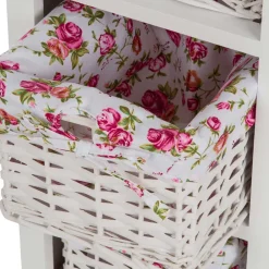 Wohnen Weiße Möbel|Naturholzmöbel*Landhaus Regal mit drei Körben - Migorys