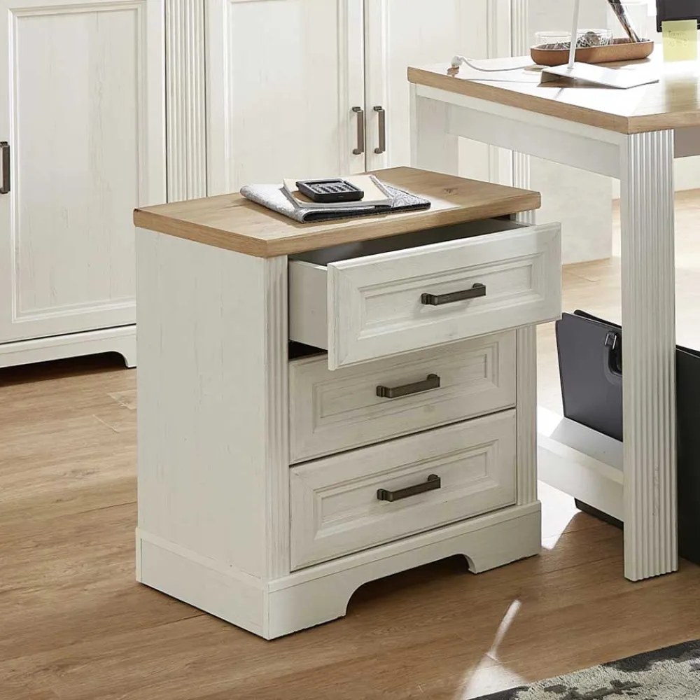 Wohnen Rollcontainer*Landhaus Rollcontainer mit drei Schubladen - Mehady