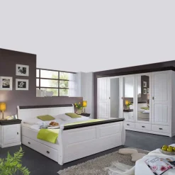 Wohnen Schlafzimmer Komplett*Landhaus Schlafzimmer Pisino aus Kiefer Massivholz (vierteilig)