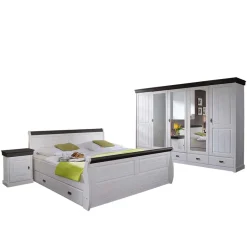 Wohnen Schlafzimmer Komplett*Landhaus Schlafzimmer Pisino aus Kiefer Massivholz (vierteilig)