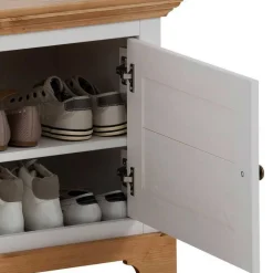 Wohnen Küchenbänke|Sitzbank*Landhaus Schuhbank in Weiß & Honig - Axdonira