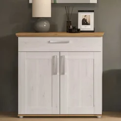 Wohnen Schuhschränke*Landhaus Schuhkommode in Holzoptik Lärche Weiß - Tocella