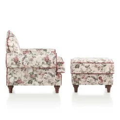 Wohnen Landhaus Sessel und Hocker Set - Baonga (zweiteilig)